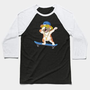 Cool Dabbing Dog Skating Kids Gift Baseball T-Shirt